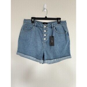 Vera Moda Lightwash 5 Button Denim Shorts Boyfriend Style High waisted Size XL
